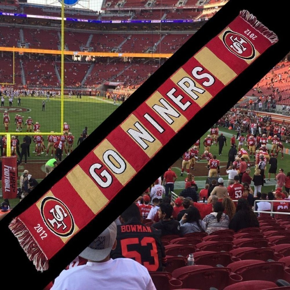San Franciso 49ers Red Gold NFL Football 2012 Fringed Go Niners Stadium Scarf